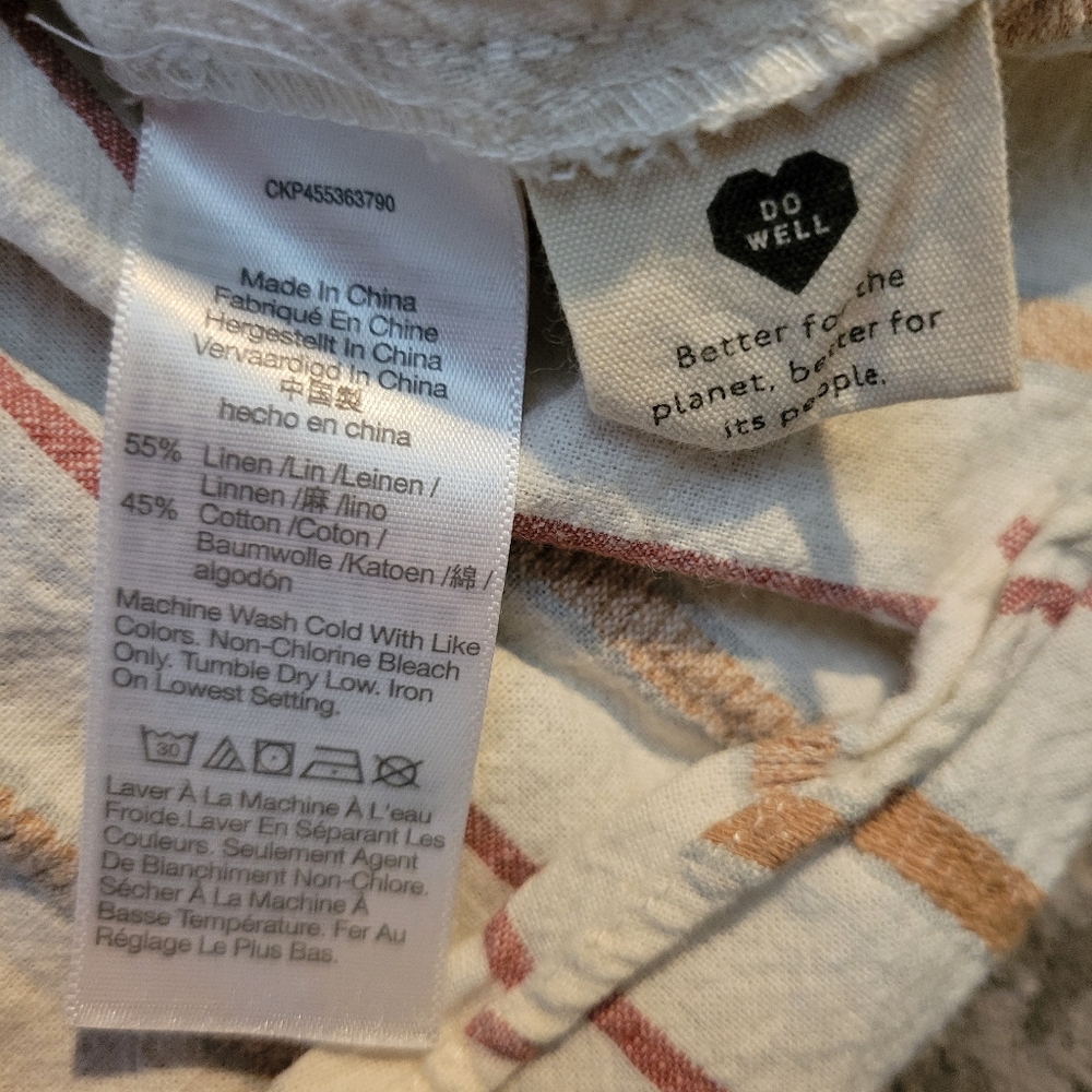 Madewell Linen-Cotton Smocked-Waist Button-Front Midi Skirt Size Medium - Picture 9 of 11